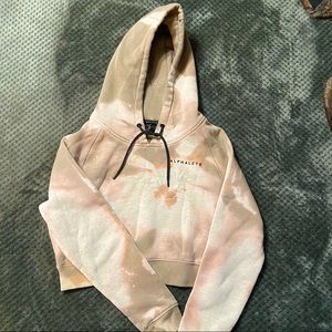 Bleach Dyed Alphalete Crop Hoodie
